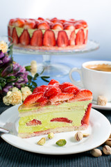 cake with strawberries and cream