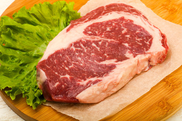 Rib eye raw steak