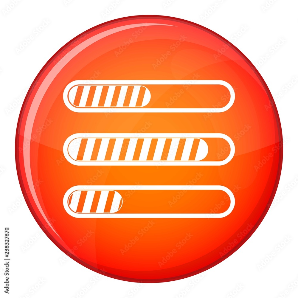 Aufkleber sign horizontal columns load icon in red circle isolated on white background vector illustration
