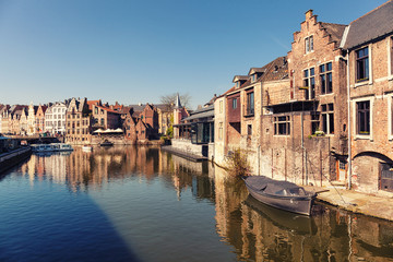 Obraz premium medieval architecture in the old town of Ghent, Belgium