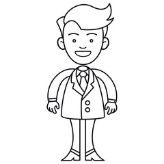 Obraz premium Businessman for animated films and business plans. With suit and tie and friendly facial expression. Vector graphics, comic style.