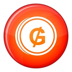 Coin guarani icon in red circle isolated on white background vector illustration