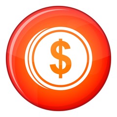 Coin dollar icon in red circle isolated on white background vector illustration