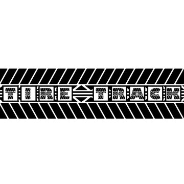 Tire track silhouette text