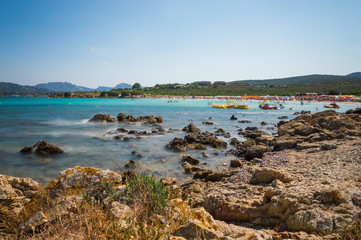 Fototapeta na wymiar Costa smeralda beaches most beautiful seaside in Sardinia Italy Principe pevero