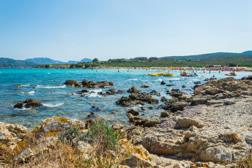 Fototapeta na wymiar Costa smeralda beaches most beautiful seaside in Sardinia Italy Principe pevero