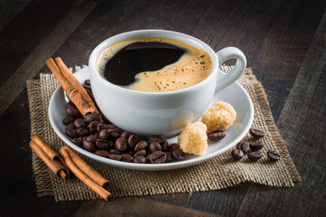 coffee, coffee beans, spices, star anise, cinnamon, sugar, canvas