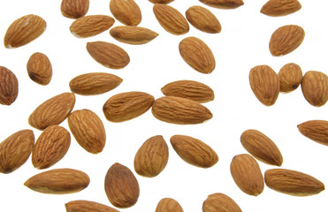 almonds isolated on white background