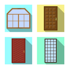 Isolated object of door and front icon. Collection of door and wooden vector icon for stock.