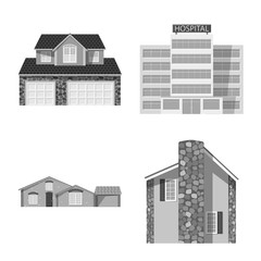 Vector design of building and front logo. Set of building and roof vector icon for stock.