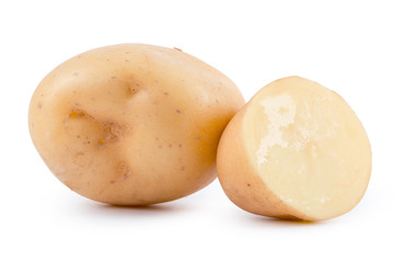 raw yellow potato isolated on white background