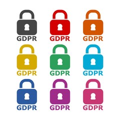 GDPR logo or icon, General Data Protection Regulation, color set