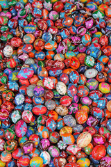 Easter eggs background. Traditional decorated easter eggs. Czech Republic.