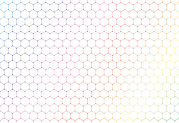 Abstract colorful hexagons seamless pattern on white background and texture.