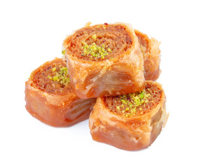 Turkish Ramadan Dessert Baklava isolated on white