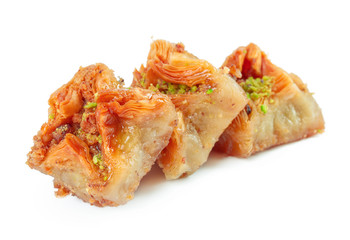 Turkish Ramadan Dessert Baklava isolated on white