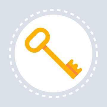 Golden vintage key icon lock safety concept