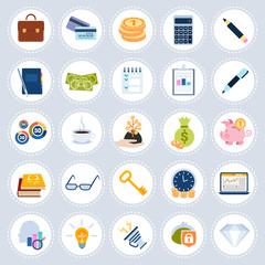set different business icons concept symbols collection flat isolated