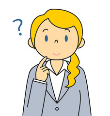 スーツの外国人女性 考える