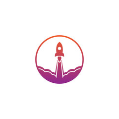 Rocket launch logo vector design template