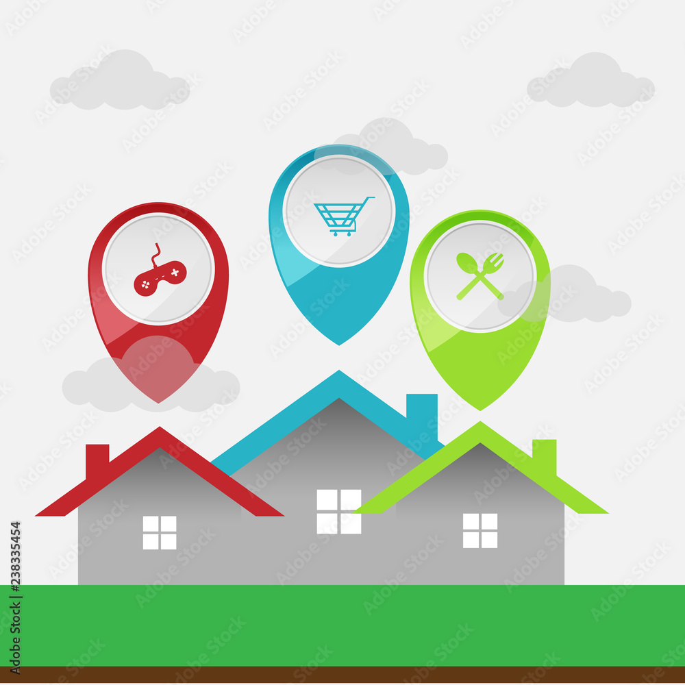 Poster GPS navigation application vector image design illustration