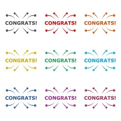 Congrats logo, Congrats icon or logo, color set