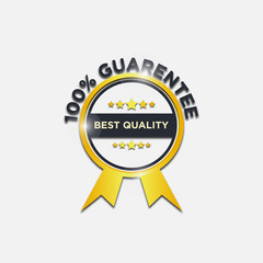 best quality guaranteed gold label and badges ribbon vector design