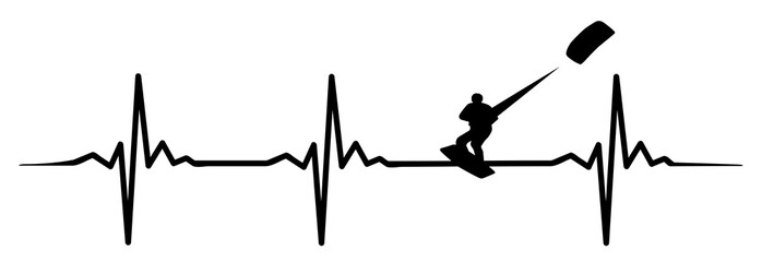 Kite surf heartbeat #isoliert #vektor -  Kite Surfen Herzschlag