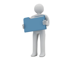 Obraz premium 3d people - human character and folder. 3d render illustration