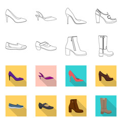 Obraz premium Isolated object of footwear and woman symbol. Set of footwear and foot stock symbol for web.
