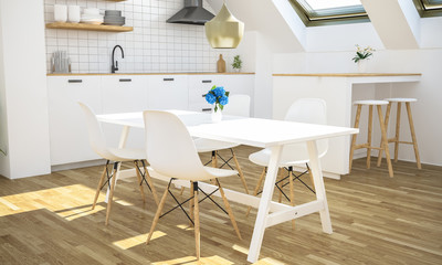 minimal kitchen on attic