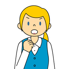 スーツの外国人女性 ガッツポーズ