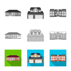 Fototapeta premium Vector illustration of building and front symbol. Collection of building and roof vector icon for stock.