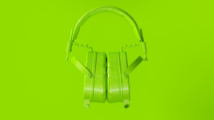 Bright Green Vintage Headphones 3D illustration 3d render	