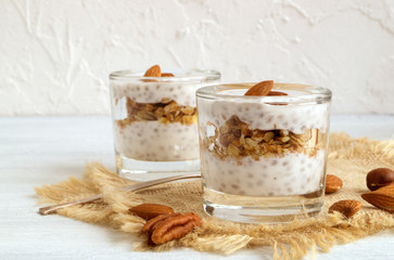 Natural yogurt with Chia seeds and granola.
