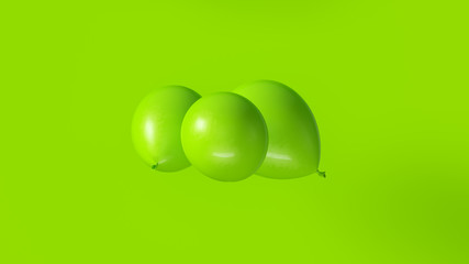 Lime Green Balloon 3d illustration 3d render	