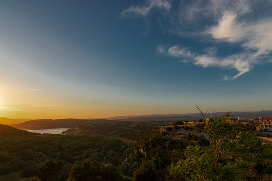 View Lake Barrocus In Isili  Town In The Historical Region Of Sarcidano, Province Of South Sardinia.