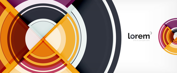 Obraz premium Modern geometric circles abstract background, colorful round shapes with shadow effects