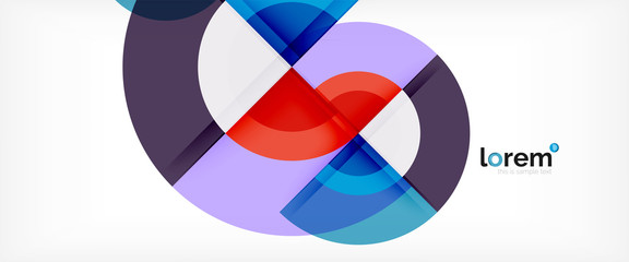 Fototapeta premium Modern geometric circles abstract background, colorful round shapes with shadow effects