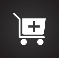 Online shopping cart icon on black background for graphic and web design, Modern simple vector sign. Internet concept. Trendy symbol for website design web button or mobile app