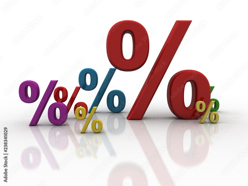 Poster 3d rendering percentage icon