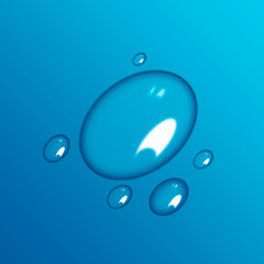 Water drops on blue
