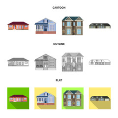 Vector design of building and front icon. Collection of building and roof stock vector illustration.