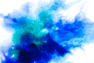 blue, blurry spot of watercolor paint. background