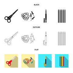 Vector design of office and supply symbol. Collection of office and school stock vector illustration.
