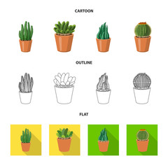 Vector illustration of cactus and pot logo. Set of cactus and cacti stock symbol for web.