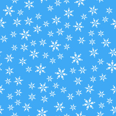 Seamless pattern. White snowflakes on a blue backgrounds. For packaging paper