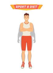 Sport and Diet Poster Man Vector Illustration