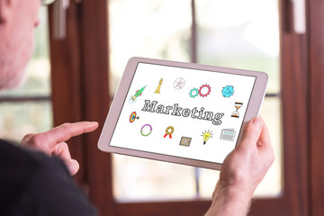 Marketing concept on a tablet