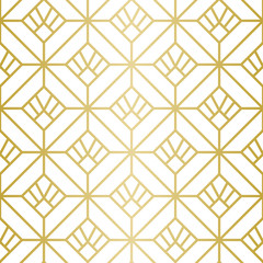Luxury geometric pattern. Seamless Vector Lines. Trendy Golden Look.
